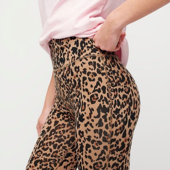 J.CREW CAMEL BLACK 7/8 HIGH RISE STRETCH LEOPARD XXL LEGGINGS - Picture 3 of 3